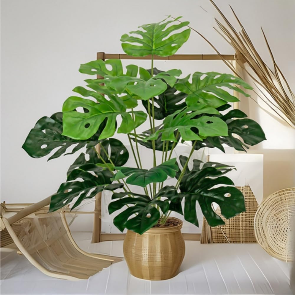 Faux Artificial Monstera Plant Without Potted Real Looking Vivid Artificial Turtle Tree for Home Events Decoration