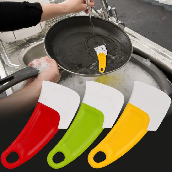 3 Pcs Silicone Pan Cleaning Scraper,Household Pots and Dishes Greasy Cleaning Tools,Heat Resistant Cleaning Scraper in Kitchen