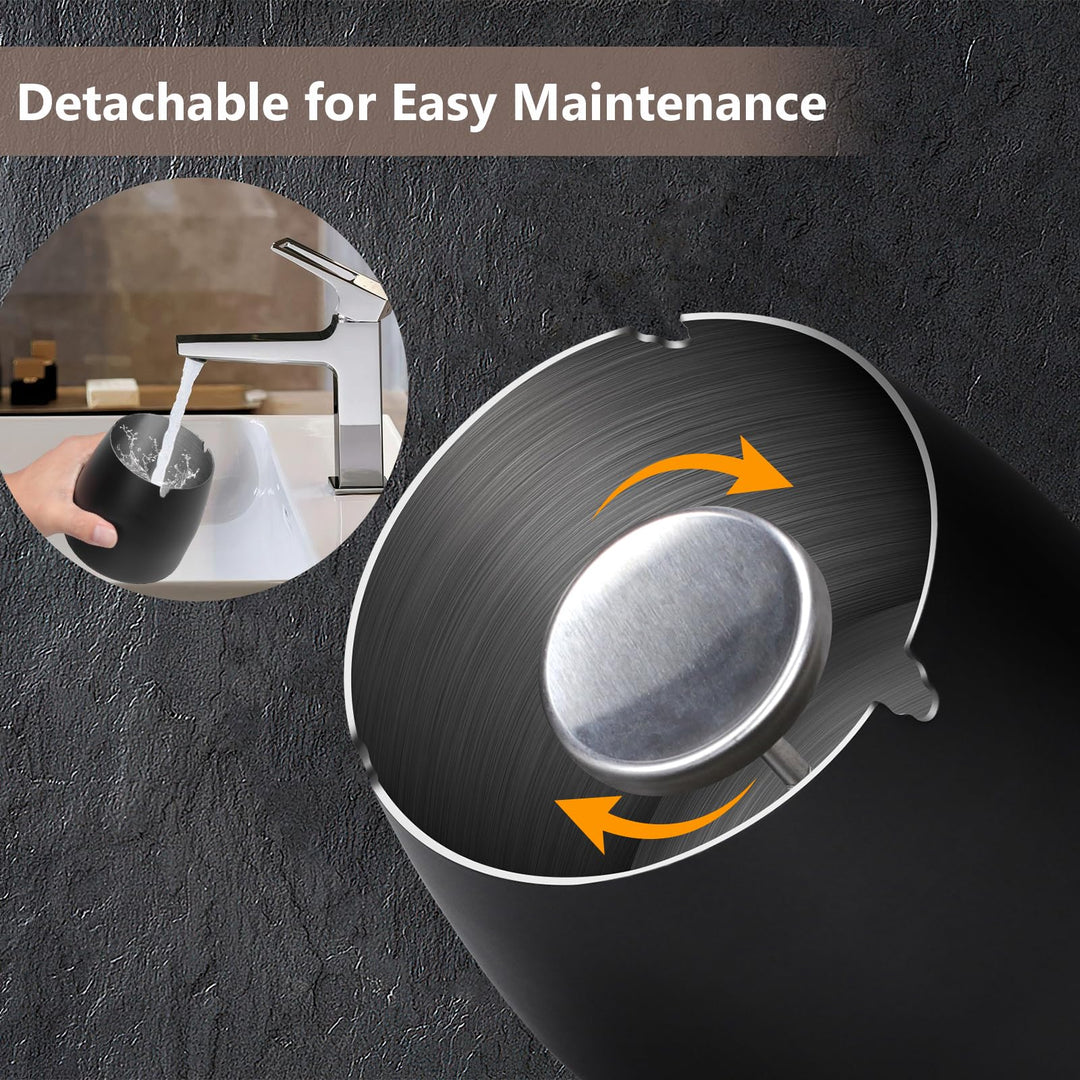 Alyvisun Desktop Trash Container Tray, Stainless Steel Desk Ash Can with Lid and Portable Tray, Smell Proof & Windproof, for Outdoor, Office, Home Decor, Black [10 * 9 * 10 cm]
