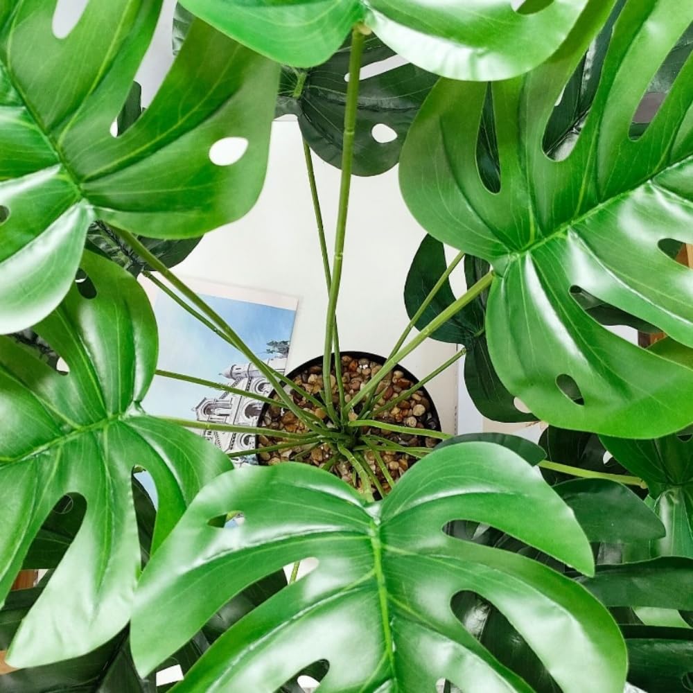 Faux Artificial Monstera Plant Without Potted Real Looking Vivid Artificial Turtle Tree for Home Events Decoration