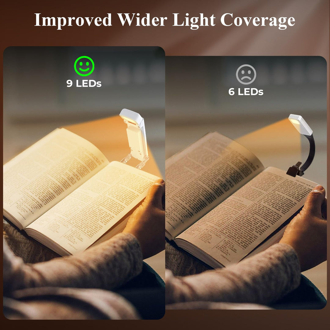 Alyvisun Reading Light, 3 Color Modes & 5 Dimmable Brightness Book Light, [Timer Feature & USB Rechargeable] Reading Lamp, Clip on Lamp for Books in Bed, 80-hr Battery Life(White)