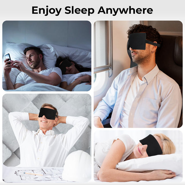 Alyvisun Blackout Sleep Mask, Deepen Eye Contour, [Zero Pressure & Breathable] 3D Eye Mask for Sleeping with Adjustable Strap, for Travel, Home, Nap, Black