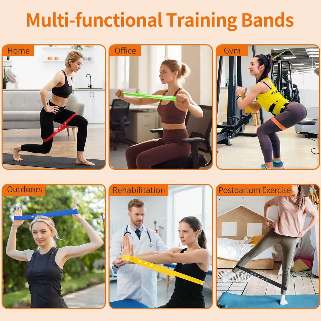 VynyQoo Resistance Bands, Set of 6 Natural Latex Resistance Bands Set(5–50 lbs), Exercise Workout Bands for Women and Men, Perfect for Home, Gym, Yoga, Strength Training, Portable Bag Included