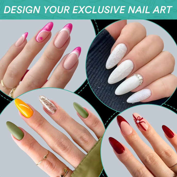 Alyvisun Acrylic Fake Press On Nail Tips, 550 Pcs Clear False Nails Kit in 11 Sizes with 240 Pcs Soft Gel Nail Stickers Set, Full Cover Half Matte
