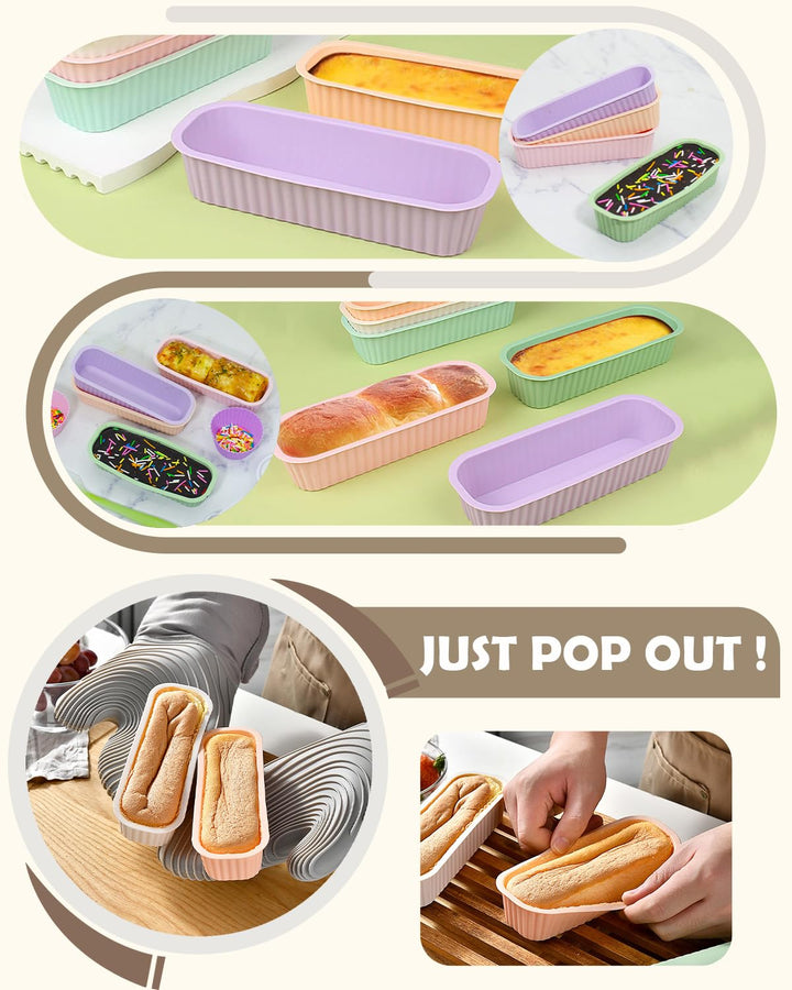 Mini Silicone Bread Loaf Pan, Non-Stick Bread Pans for Baking,Flexible Silicone Baking Molds for Bread, Cake, Meatloaf (Mini Loaf Pan-4 Colors)