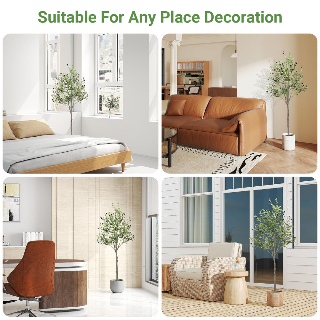Alyvisun Faux Tree with Lifelike Olive Leaves & Stable Cement Weight Thickened Bottom Base, Green, 150cm