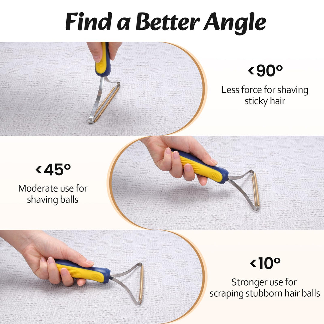 Alyvisun Lint Shaver, [Rubber Handle & Gentle Tooth] Carpet Lint Remover Scraper Tool, Portable Fuzz Shaver for Pet Hair Remover, Handheld Small Carpet Rake Brush