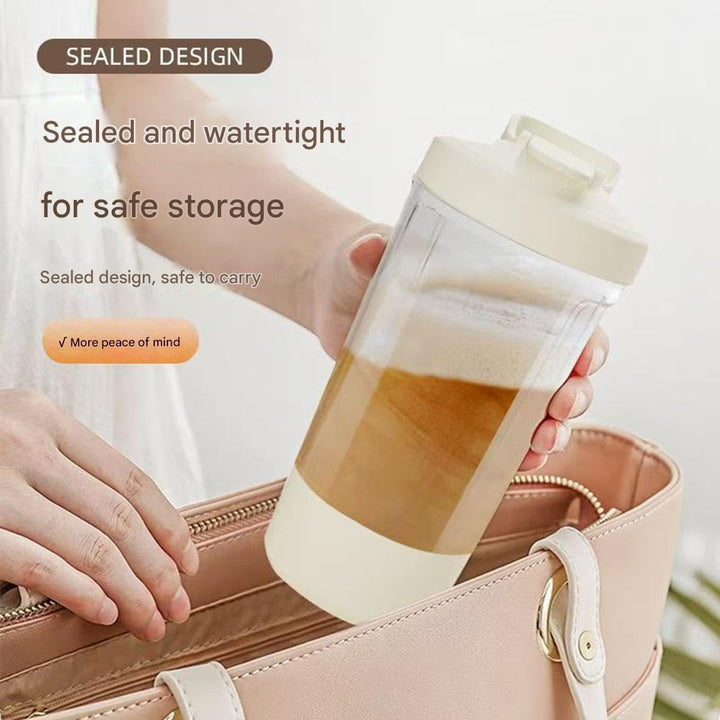 Electric Protein Shaker Bottle with USB Charging, Clear Glass with White Lid, 400ml Capacity, Portable Blender Cup with Measurement Markings