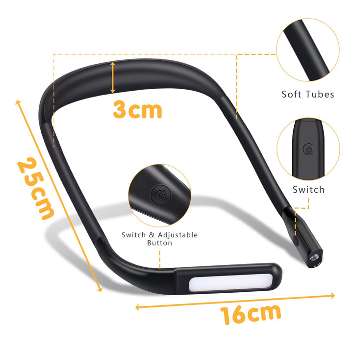 Alyvisun LED Neck Reading Light, Book Night Light for Reading in Bed, USB Rechargeable Light Adjustable Brightness Study Lamp Portable Flexible Arms Lamp for Book Lovers, Knitters Gifts