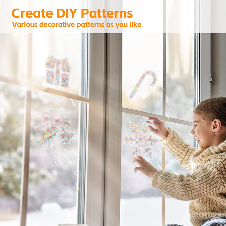 Alyvisun Rainbow Window Film Easily Removable Privacy Film for Glass Windows [44.5x220cm, Wider & Longer], Self-adhesive Window Privacy Film with Static Cling for Home Decoration