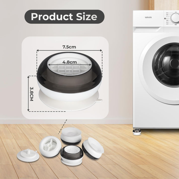 Alyvisun Washing Machine Feet Pads, 4PCS Universal Anti Vibration Slip Foot Mat Shock Absorber Base Support Stand for Dryer, Dishwasher (White), One Size