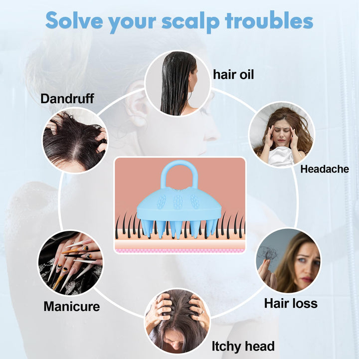 Alyvisun Scalp Massager Brush, Soft Silicone Shampoo Brush for Hair Growth | Head Relaxation & Clean | Scalp Exfoliator - Blue