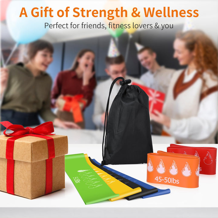 VynyQoo Resistance Bands, Set of 6 Natural Latex Resistance Bands Set(5–50 lbs), Exercise Workout Bands for Women and Men, Perfect for Home, Gym, Yoga, Strength Training, Portable Bag Included