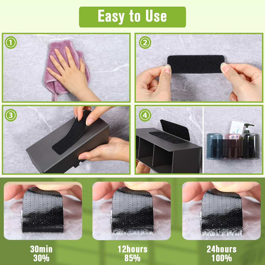 VynyQoo 22 Sets Strong Double Sided Tape, Durable & Removable Hook and Loop Tape Self Adhesive, Self Adhesive Mounting Tape for DIY Home, Office, Kitchen, Car Decoration (Black)