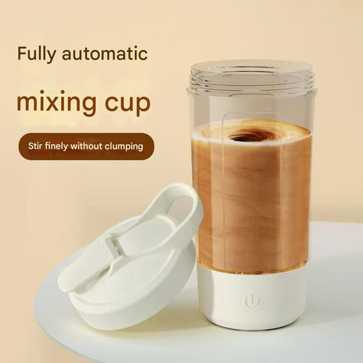 Electric Protein Shaker Bottle with USB Charging, Clear Glass with White Lid, 400ml Capacity, Portable Blender Cup with Measurement Markings
