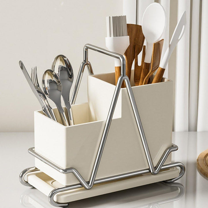 Creative Chopsticks Storage Box Stainless Steel Spoon Fork Drainage Shelf Countertop Kitchenware Rack Household Table Organizer