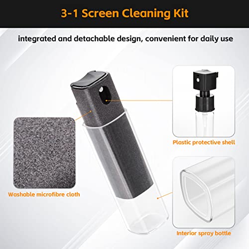 Alyvisun 3 in 1 Cleaner Tool with Microfiber Cloth Kit, Portable Refillable Laptop Cleaning Spray Bottle for Phone/TV/Monitor/Computer/Car Screen (Liquid Not Included), microfibre, Dark Gray