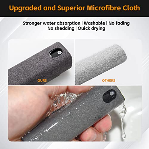 Alyvisun 3 in 1 Cleaner Tool with Microfiber Cloth Kit, Portable Refillable Laptop Cleaning Spray Bottle for Phone/TV/Monitor/Computer/Car Screen (Liquid Not Included), microfibre, Dark Gray