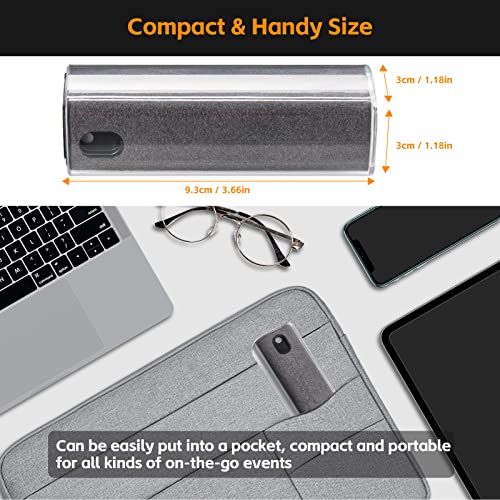 Alyvisun 3 in 1 Cleaner Tool with Microfiber Cloth Kit, Portable Refillable Laptop Cleaning Spray Bottle for Phone/TV/Monitor/Computer/Car Screen (Liquid Not Included), microfibre, Dark Gray