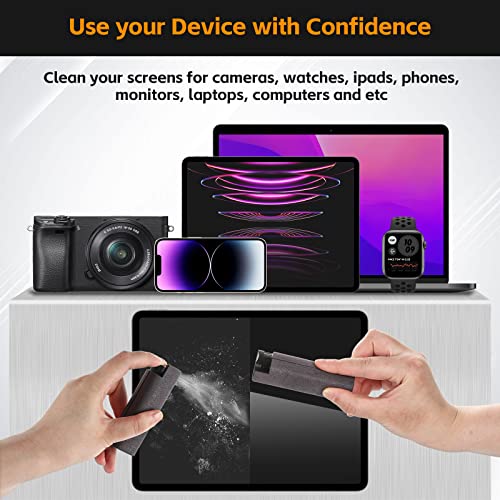 Alyvisun 3 in 1 Cleaner Tool with Microfiber Cloth Kit, Portable Refillable Laptop Cleaning Spray Bottle for Phone/TV/Monitor/Computer/Car Screen (Liquid Not Included), microfibre, Dark Gray
